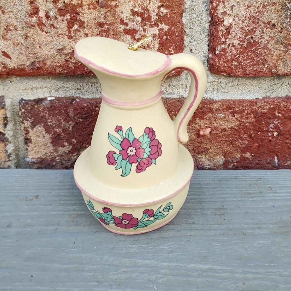 Vintage Jasco County Kitchen Porcelain Bisque Pitcher Bell